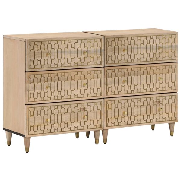 vidaXL Hliðarskápar 2 stk. 60x33x75 cm Gegnheill Mangóviður