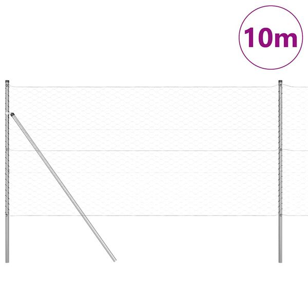 vidaXL Gir&eth;ingarp&oacute;stur Silfur 10 x 1,4 m (50 mm net) St&aacute;l