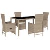 vidaXL 5 Hluta Gar&eth;bor&eth;sett me&eth; Sessum Drappa&eth; P&oacute;l&yacute;rattan