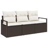 vidaXL Gar&eth;s&oacute;fa sett me&eth; p&uacute;&eth;i 3 pcs Br&uacute;n og hv&iacute;t p&oacute;l&yacute;rattan