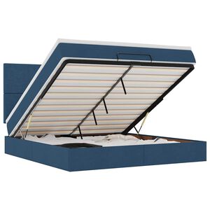 vidaXL Ottoman R&uacute;m me&eth; D&yacute;nu & LED Bl&aacute;um 160x200cm Efni