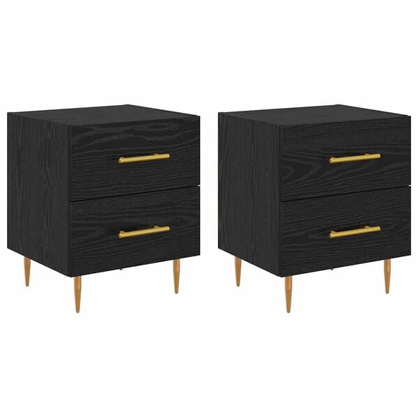 vidaXL Noat&ouml;flu sk&aacute;pur me&eth; sk&uacute;ffu 2 pcs Svartur Eik 40 x 35 x 47,5 cm