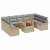 vidaXL Gar&eth;s&oacute;fa sett me&eth; geymslu 10 pcs Drapplita&eth;ur Poly rattan