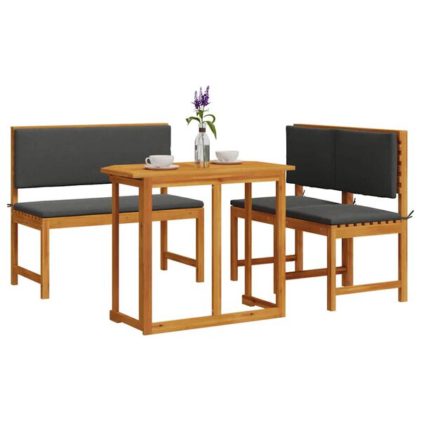 vidaXL Garð Bistro Set 3 pcs Brúnn Gegnheill akasíuviður