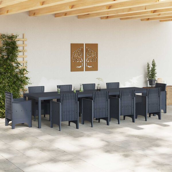 vidaXL Gar&eth;bor&eth; Antras&iacute;t 350 x 100 x 74 cm p&oacute;l&yacute;rattan