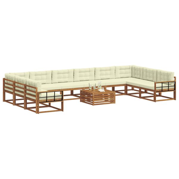 vidaXL &Uacute;ti s&oacute;fasett me&eth; p&uacute;&eth;i 11 pcs N&aacute;tt&uacute;rulegt og Krem