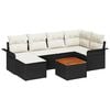 vidaXL Gar&eth;s&oacute;fa sett me&eth; p&uacute;&eth;i 7 pcs Svartur p&oacute;l&yacute;rattan