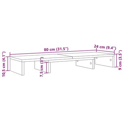 vidaXL Skjástandur Stillanlegur Viðarlitur 80x24x10,5 cm Spónaplata