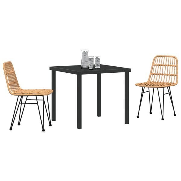 vidaXL Garður borðsett 5 pcs Brúnn Poly rattan