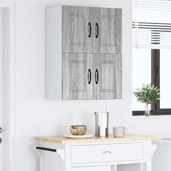 vidaXL Eldh&uacute;s sk&aacute;pur 2 pcs Gr&aacute;r Sonoma 60 x 31 x 40 cm Samsettur vi&eth;ur