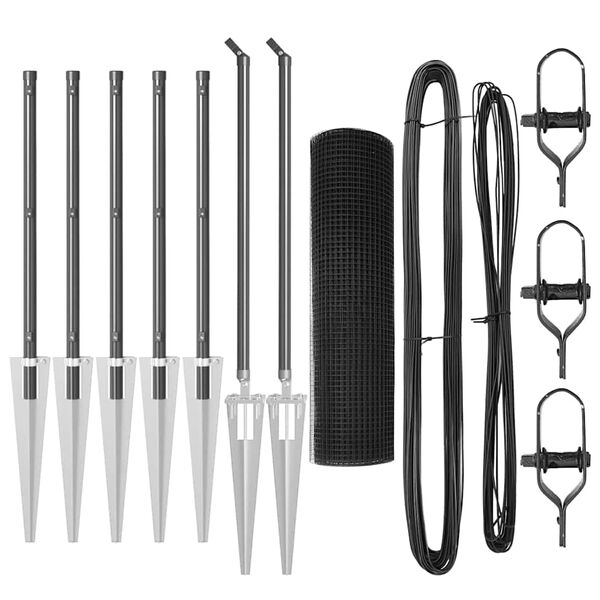 vidaXL Gir&eth;ingarp&oacute;stur Gr&aacute;r 10 x 0,4 m (12 x 12 mm net) St&aacute;l og PVC