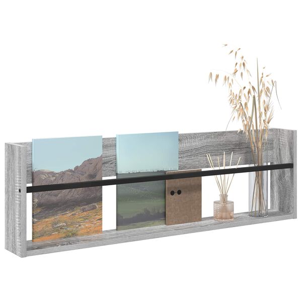 vidaXL T&iacute;marit Hillur Gr&aacute;r Sonoma 100 x 12 x 30 cm Samsettur vi&eth;ur