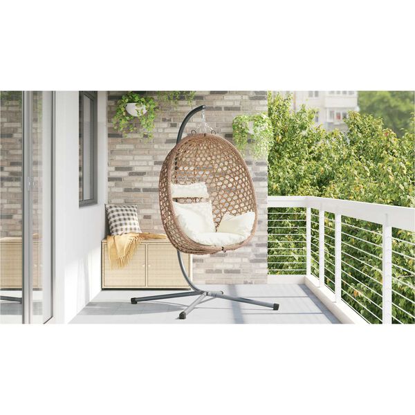 vidaXL Hangandi eggjast&oacute;ll Lj&oacute;s krem 104 x 100 x 191 cm p&oacute;l&yacute;rattan