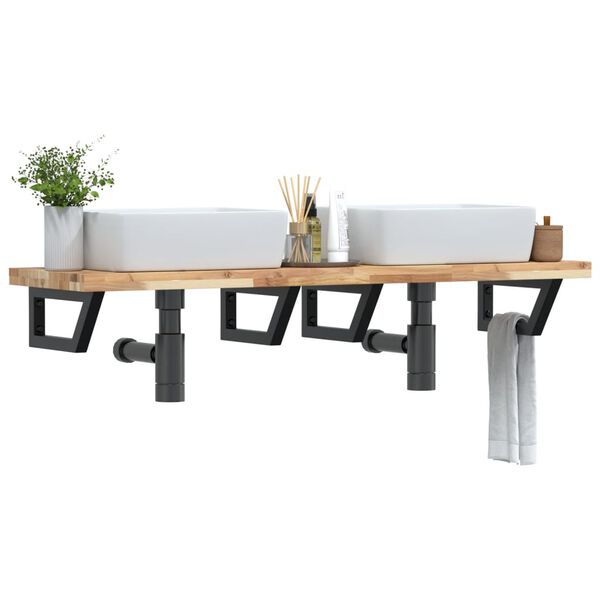 vidaXL Veggfest Handlaugarhilla St&aacute;l og Gegnheil Akas&iacute;a