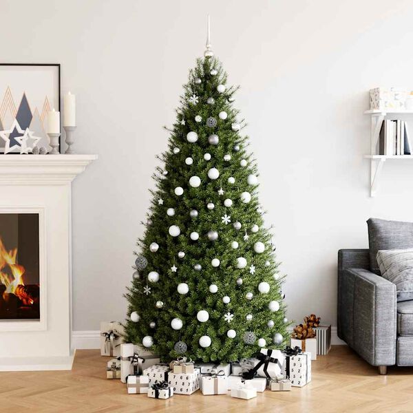 vidaXL Jólakúlusett 111 Hlutir Hvítur og grár Polýstýren