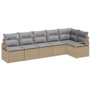 vidaXL S&oacute;fasett 6 pcs Drapplita&eth;ur p&oacute;l&yacute;rattan