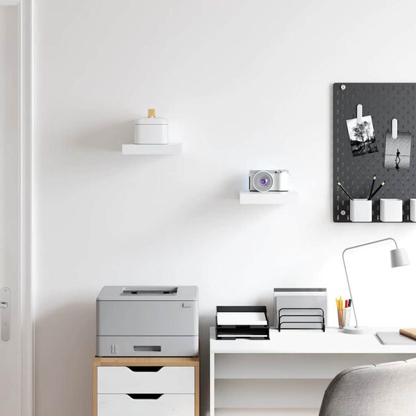 vidaXL Vegghengdar Hillur 2 stk. Hv&iacute;tar 23x23,5x3,8 cm MDF