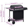 vidaXL Gasgrill með 6 Eldunarsvæðum Stál Svart