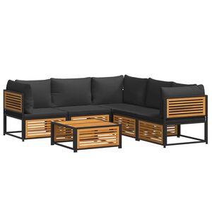 vidaXL 6 Hluta Gar&eth;s&oacute;fasett me&eth; Sessum Gegnheill Akas&iacute;uvi&eth;ur