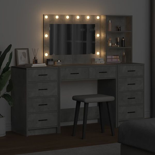 vidaXL F&ouml;tubor&eth; me&eth; spegillj&oacute;sum 3 pcs Steingri&eth; Samsettur vi&eth;ur