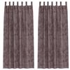 vidaXL Flauels skaut me&eth; gluggatj&ouml;ldum 2 pcs Br&uacute;nn 260 x 140 cm Flauel