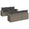 vidaXL 7-Hluta Gar&eth;s&oacute;fasett me&eth; Sessum Gr&aacute;tt P&oacute;l&yacute;rattan