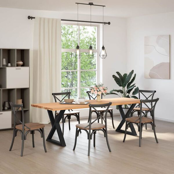 vidaXL bor&eth;stofubor&eth;sf&aelig;tur 2 stk. svartir 80x(72-73,3) cm st&aacute;l