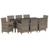 vidaXL Gar&eth;ur bor&eth;sett 9 pcs Gr&aacute;r p&oacute;l&yacute;rattan