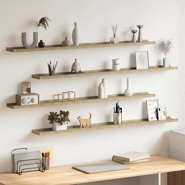 vidaXL Vegghillur 4 stk. Sonoma Eikarlita&eth;ar 115x9x3 cm