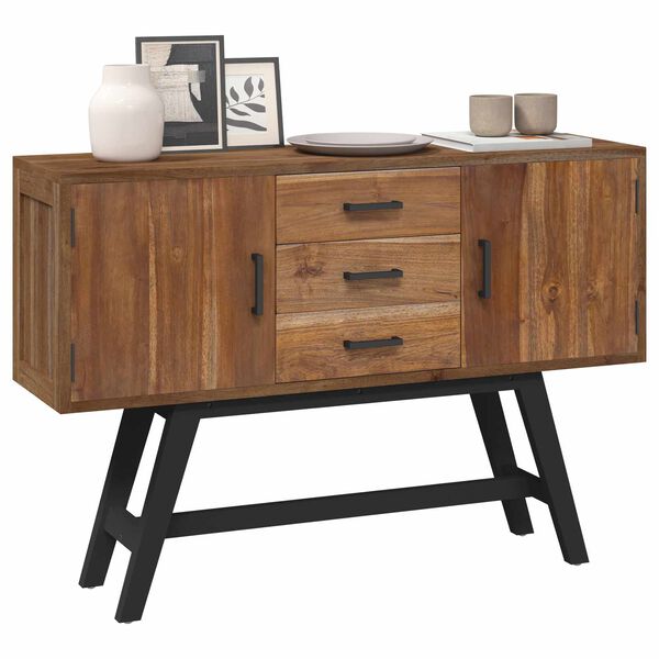 vidaXL Sj&oacute;nvarpsstandur N&aacute;tt&uacute;rulegur 110 x 30 x 75 cm Solid teak vi&eth;ur