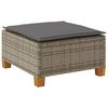 vidaXL Garðborð með sessu Grár 63,5x56x32 cm Pólýrattan