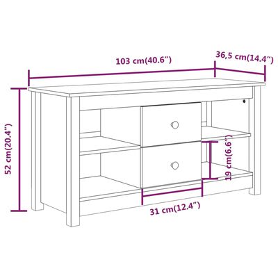 vidaXL Sjónvarpsskápur Hvítur 103x36,5x52 cm Gegnheil Fura