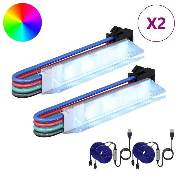 vidaXL LED strimill 2 pcs Svart og fj&ouml;lbreytt litir 1745 mm