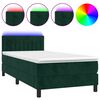 vidaXL H&oacute;lfa&eth; Springr&uacute;m me&eth; D&yacute;nu&LED D&ouml;kkgr&aelig;nt 90x190 cm Flauel