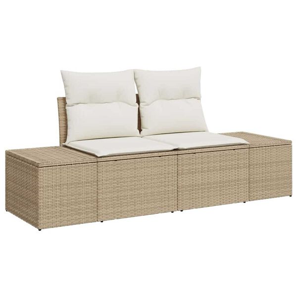 vidaXL Gar&eth;s&oacute;fa sett me&eth; p&uacute;&eth;i 9 pcs Drapplita&eth;ur Poly rattan