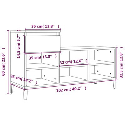 vidaXL Skóskápur Háglans Hvítur 102x36x60 cm Samsettur Viður