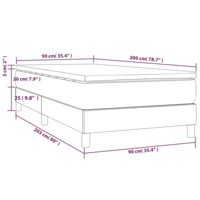 vidaXL Hólfað Springrúm með Dýnu Rjóma 90x200 cm Tauefni