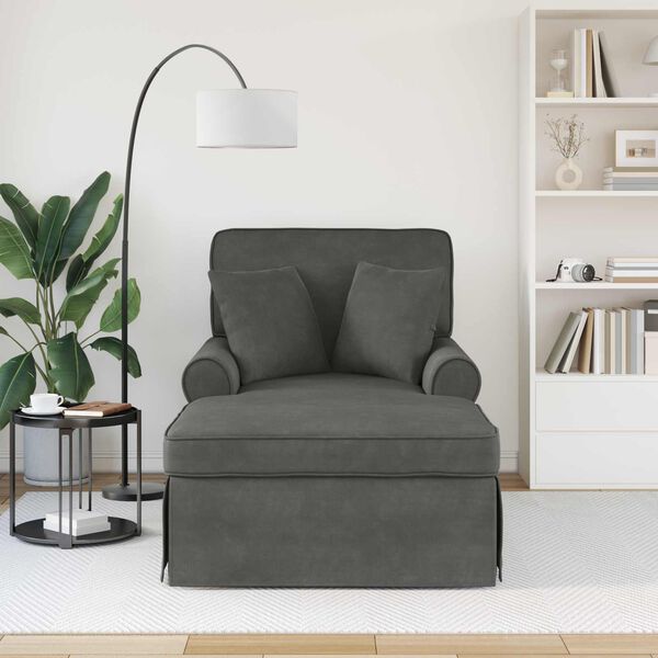 vidaXL S&oacute;finn me&eth; sk&ouml;rtu me&eth; p&uacute;&eth;i D&ouml;kk gr&aacute; 91 x 157 x 91 cm Ribbuf&ouml;t