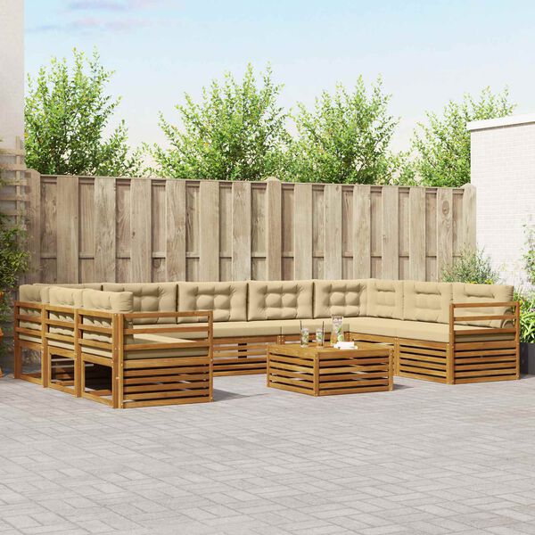 vidaXL &Uacute;ti s&oacute;fasett 10 pcs N&aacute;tt&uacute;rulegt og B&eacute;ig Hrein akas&iacute;utr&eacute;