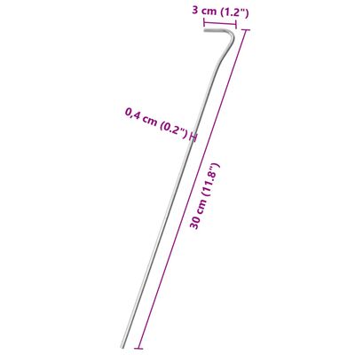 vidaXL Tjaldhælar 25 stk. 30 cm Ø4 mm Galvanhúðað Stál