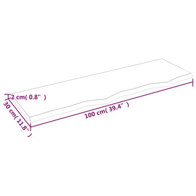 vidaXL Baðherbergisborðplata Ljósbrún 100x30x2 cm Meðhöndlaður Viður