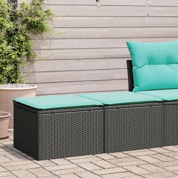 vidaXL 2 stykki garðsófasett með púðum Black Poly Rattan Acacia
