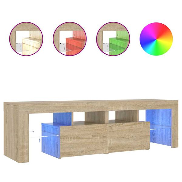 804367 vidaXL TV Cabinet with LED Lights Sonoma Oak 140x35x40 cm