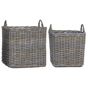 vidaXL Pl&ouml;ntu k&ouml;rfa me&eth; geymslu 2 pcs Gr&aacute;r Lacak Rattan