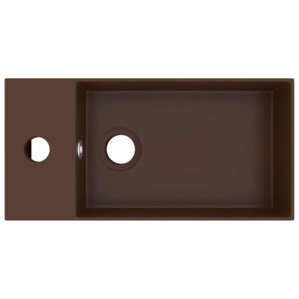 vidaXL Baðherbergisvaskur með Yfirfalli Keramik Dökkbrúnn