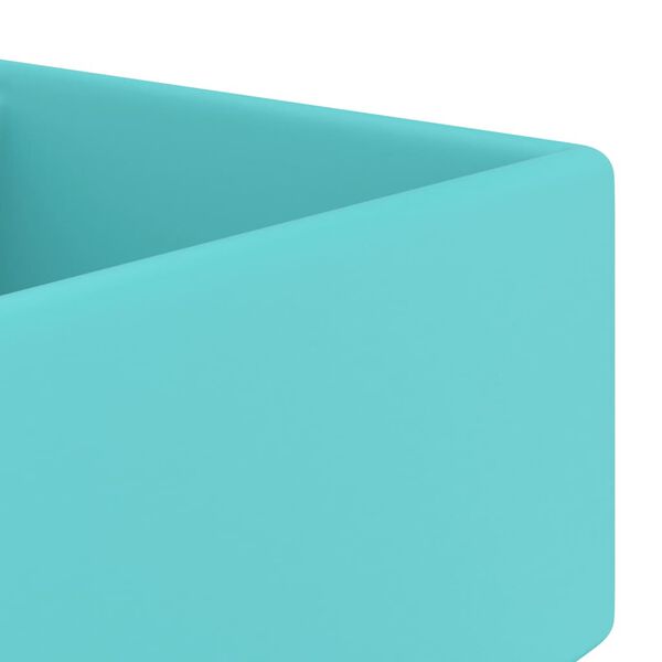 vidaXL Lúxus Handlaug með Yfirfalli Ferhyrnd Mattur Ljósgrænn 41x41 cm Keramik