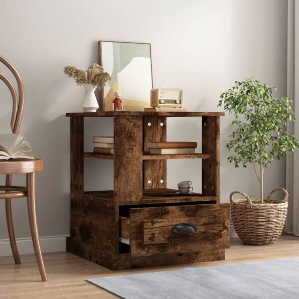 vidaXL Hli&eth;arbor&eth; Reykt&oacute;na Eikarlitur 50x50x60 cm Samsettur Vi&eth;ur