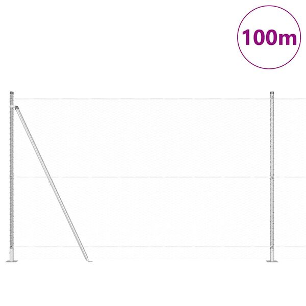vidaXL Gir&eth;ing me&eth; st&ouml;ngum Silfur 1.6 x 100 m PVC-bori&eth; st&aacute;l