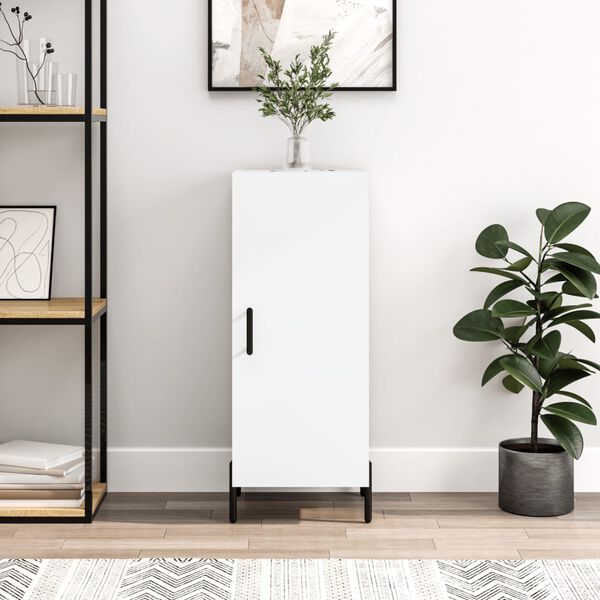 vidaXL Skenkur Hv&iacute;tur 34,5x34x90 cm Samsettur Vi&eth;ur