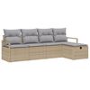 vidaXL S&oacute;fasett me&eth; p&uacute;&eth;i 5 pcs Beige og lj&oacute;sgr&aacute;r p&oacute;l&yacute;rattan